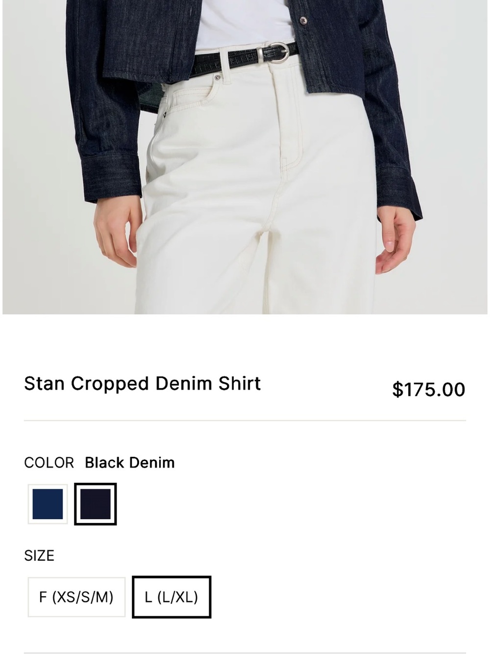 Stan Cropped Denim Shirt - Black Denim